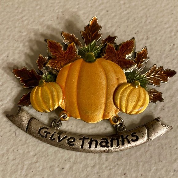 Vintage Signed Kenneth Cole Enamel THANKSGIVING Pin Brooch Jewelry - Picture 5 of 5